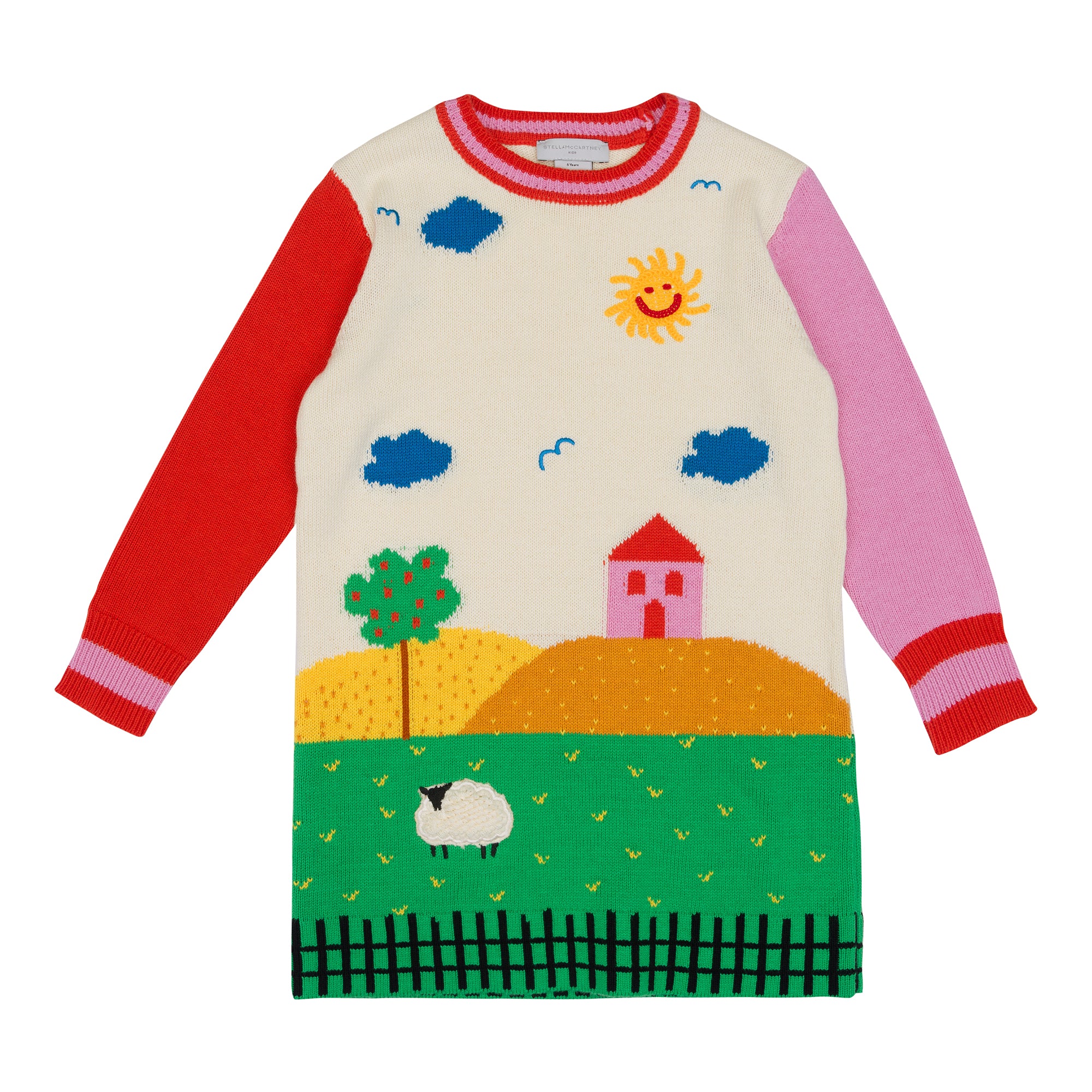 Girls Multicolor Jacquard Cotton Sweater