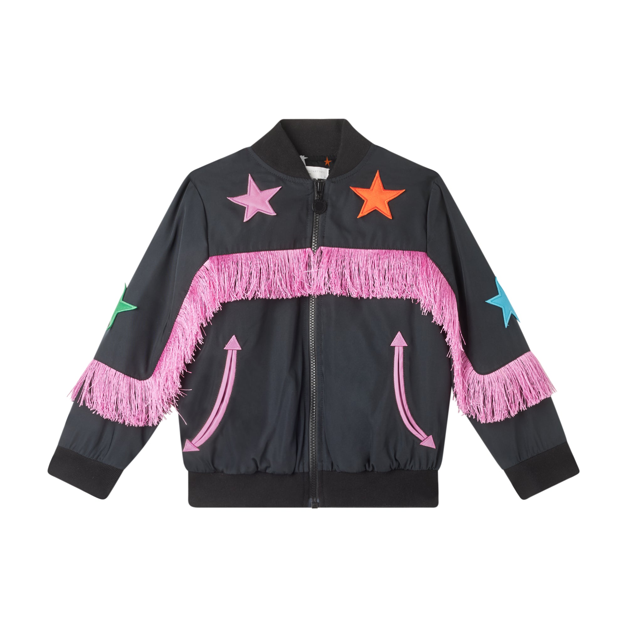 Girls Black Star Tassel Zip-Up Jacket