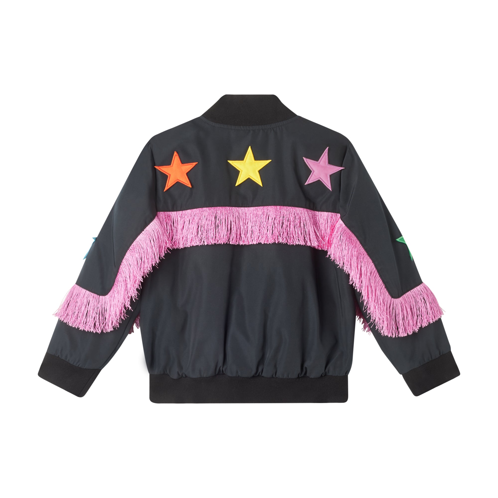 Girls Black Star Tassel Zip-Up Jacket