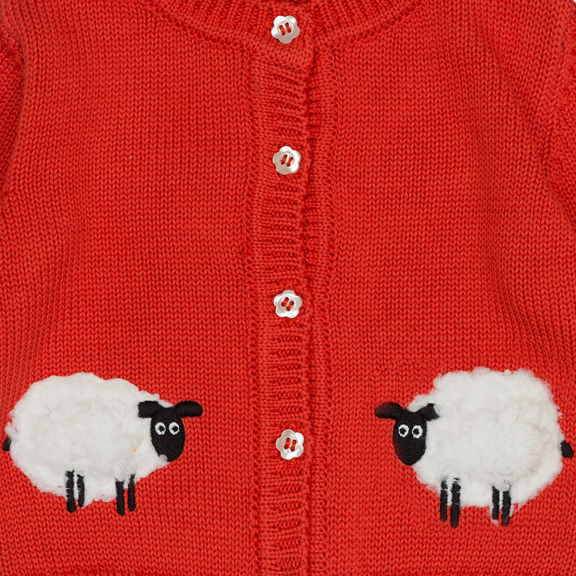 Baby Girls Red Cotton Cardigan