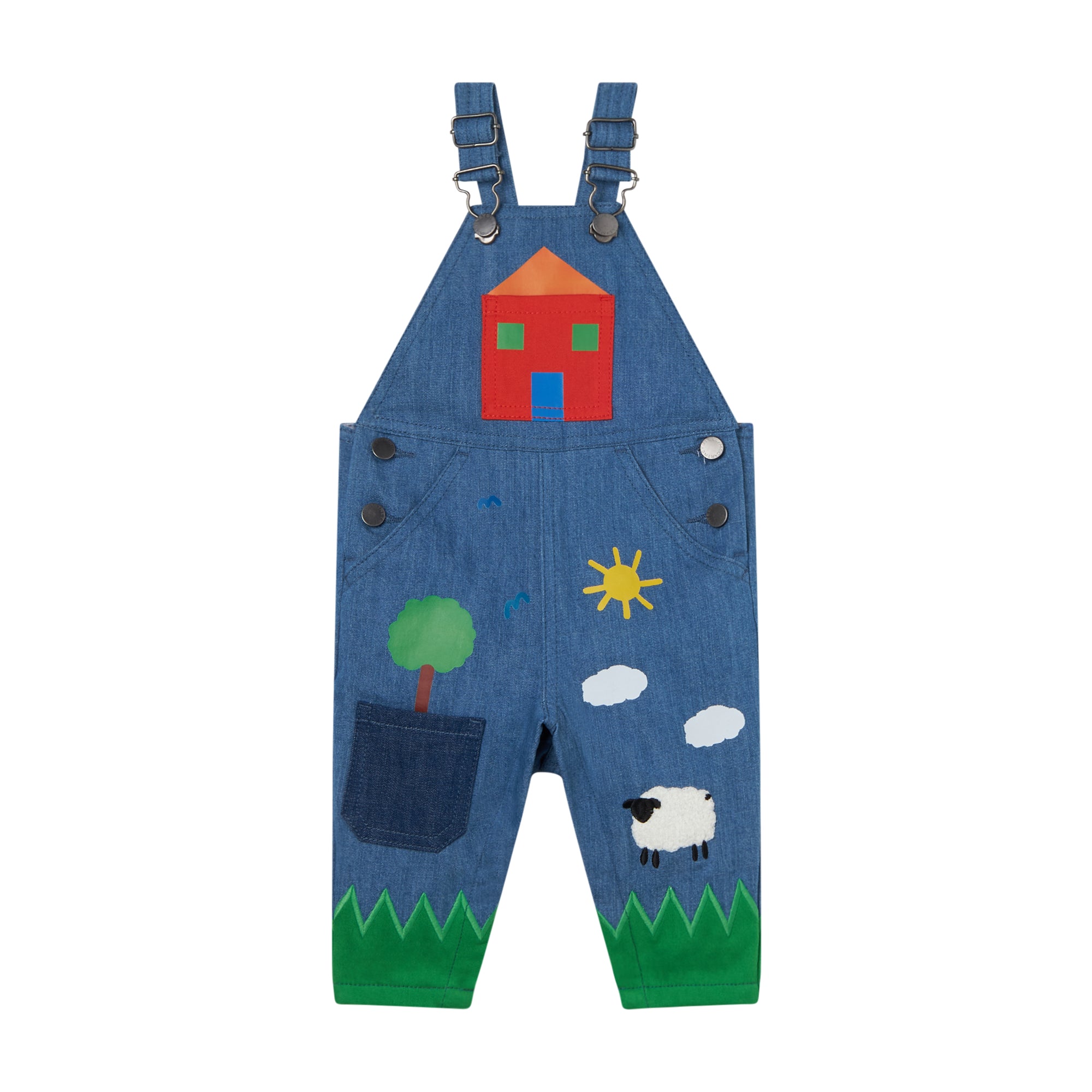 Baby Boys & Girls Blue Denim Strap Trousers