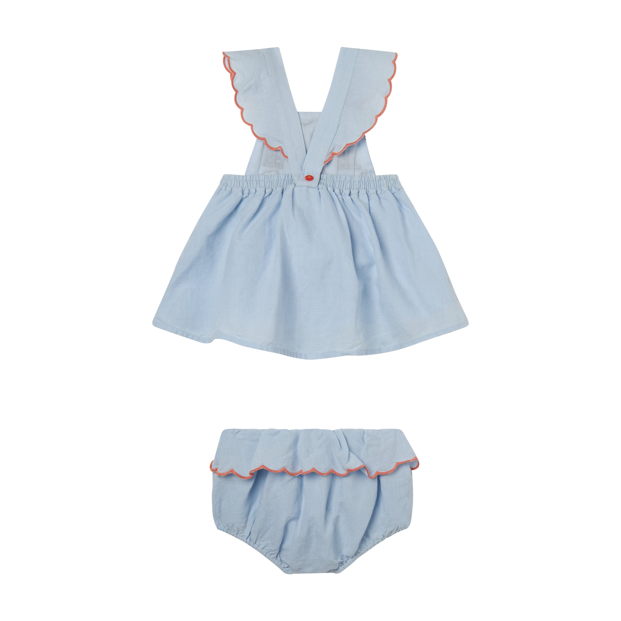 Baby Girls Light Blue Embroidered Dress Set