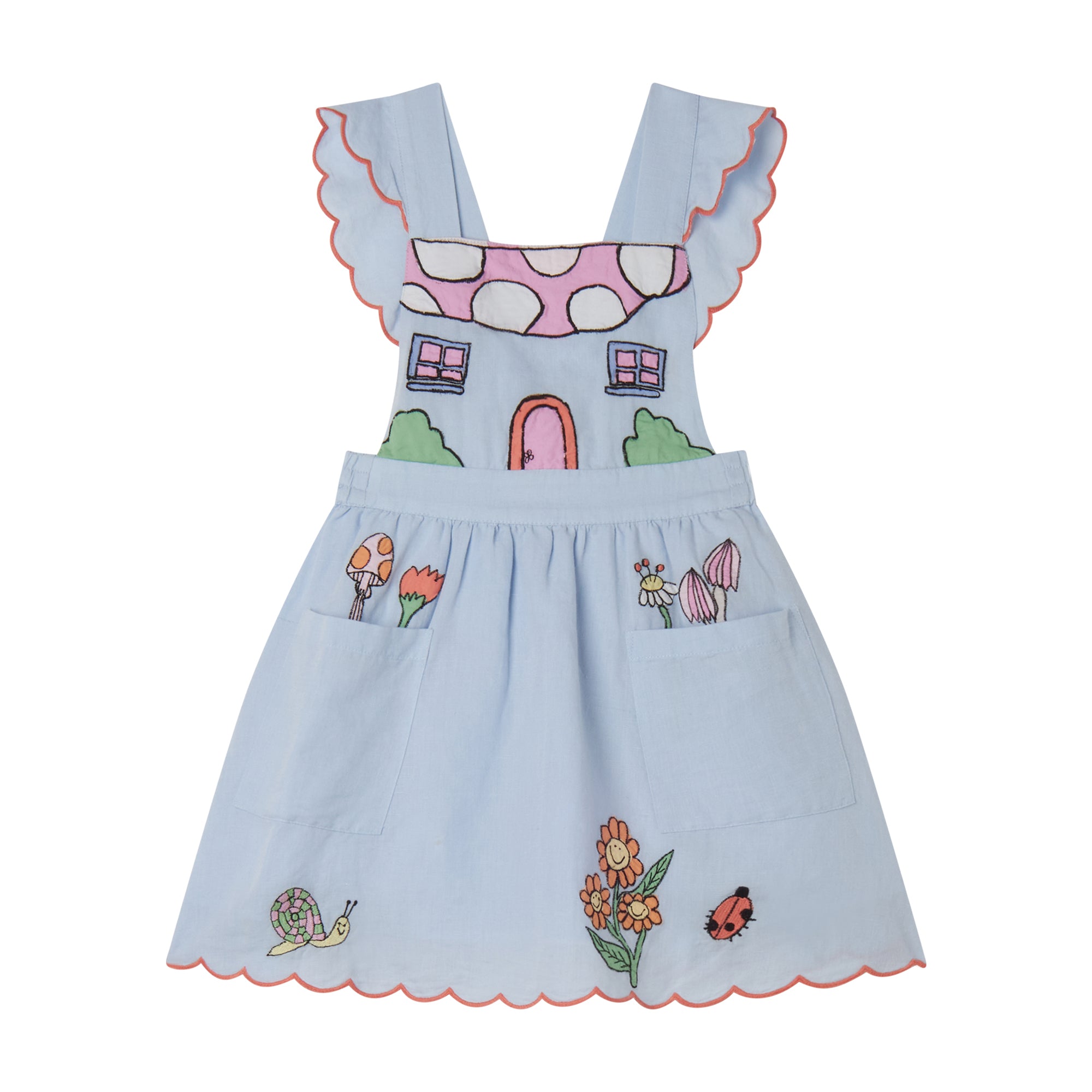 Girls Light Blue Embroidered Dress