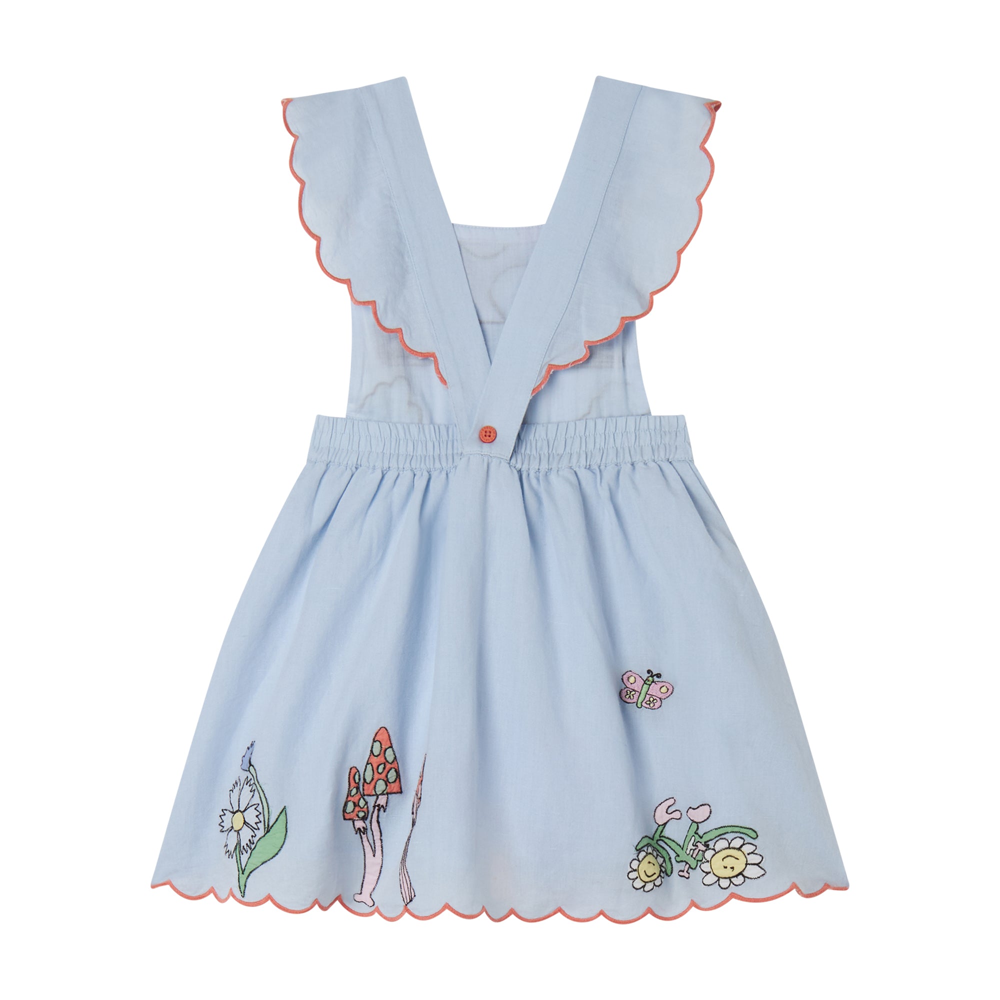 Girls Light Blue Embroidered Dress