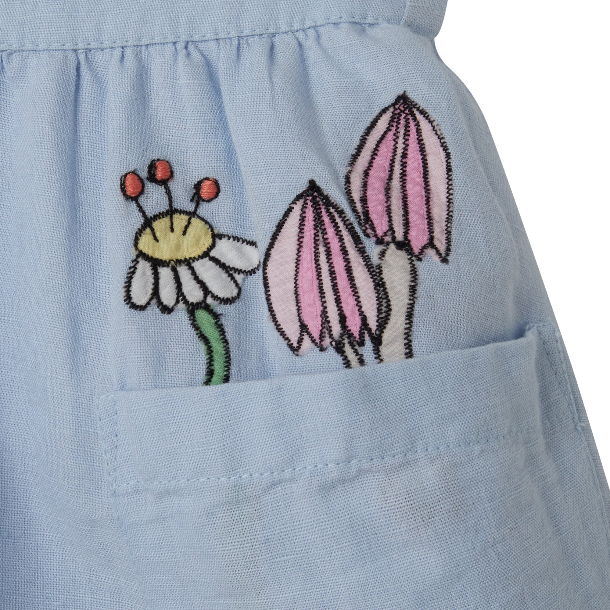 Girls Light Blue Embroidered Dress