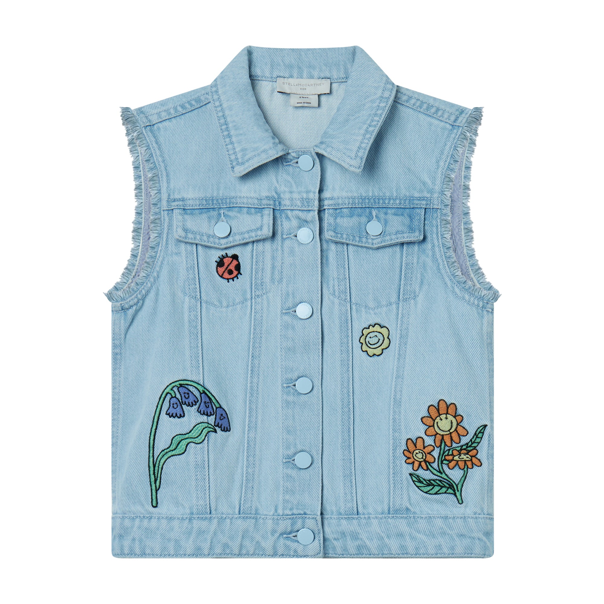 Girls Light Blue Denim Gilet