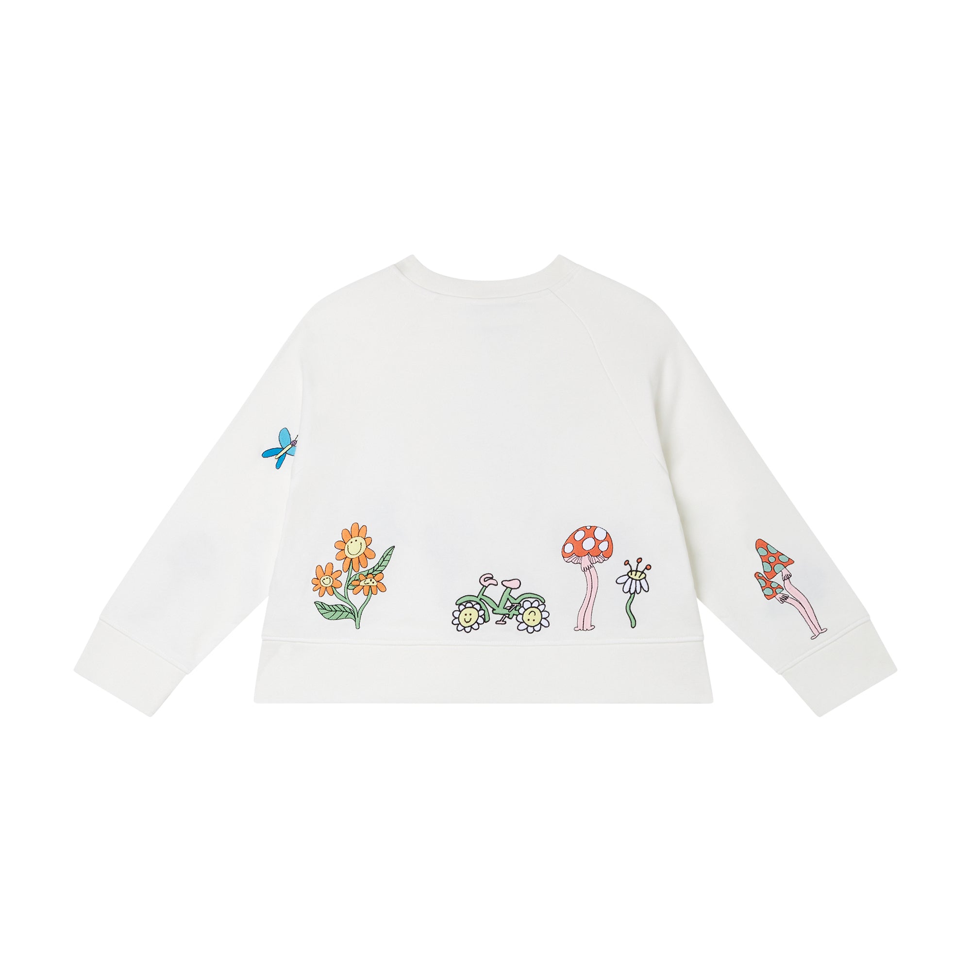 Girls White Embroidered Cotton Sweatshirt