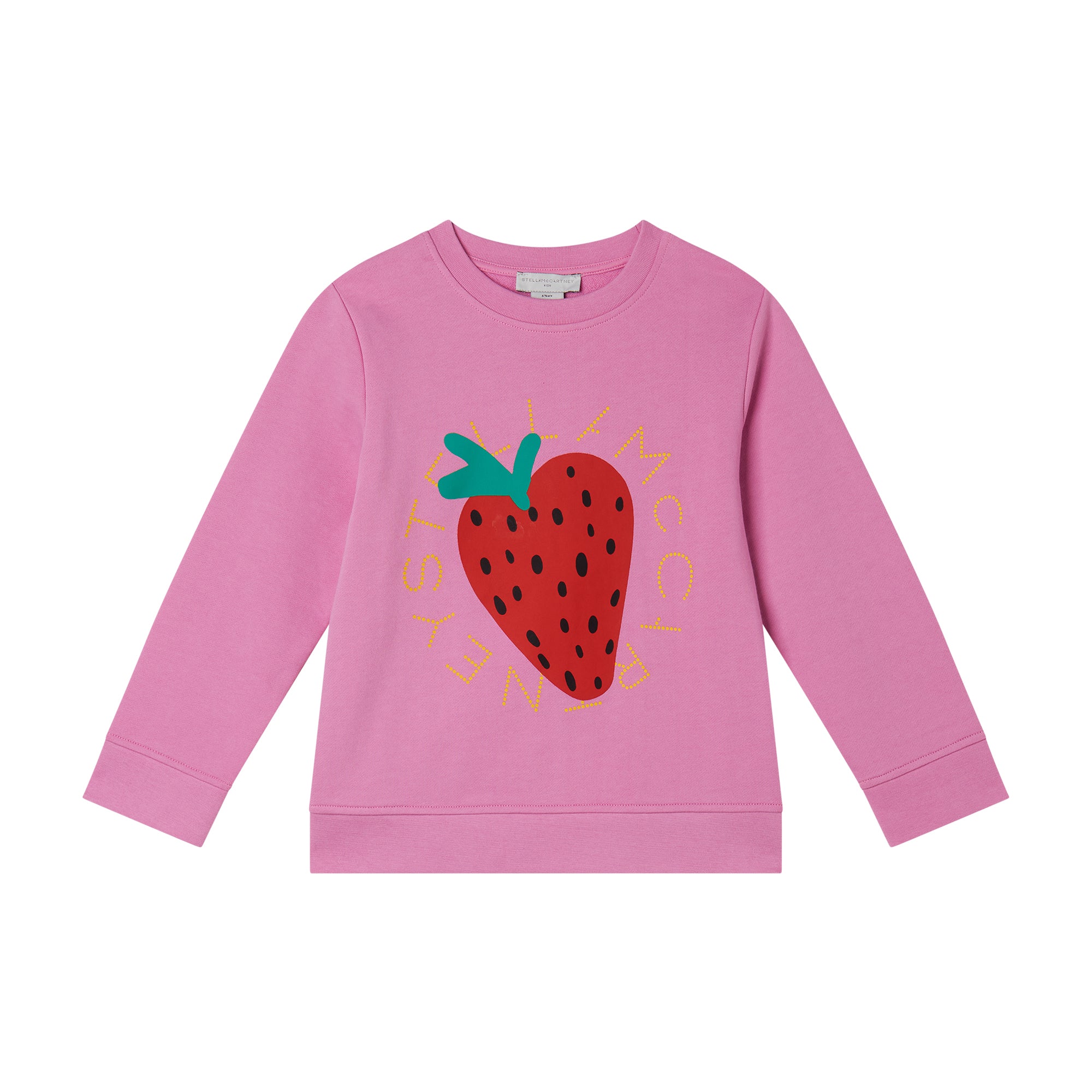 Girls Pink Strawberry Cotton Sweatshirt