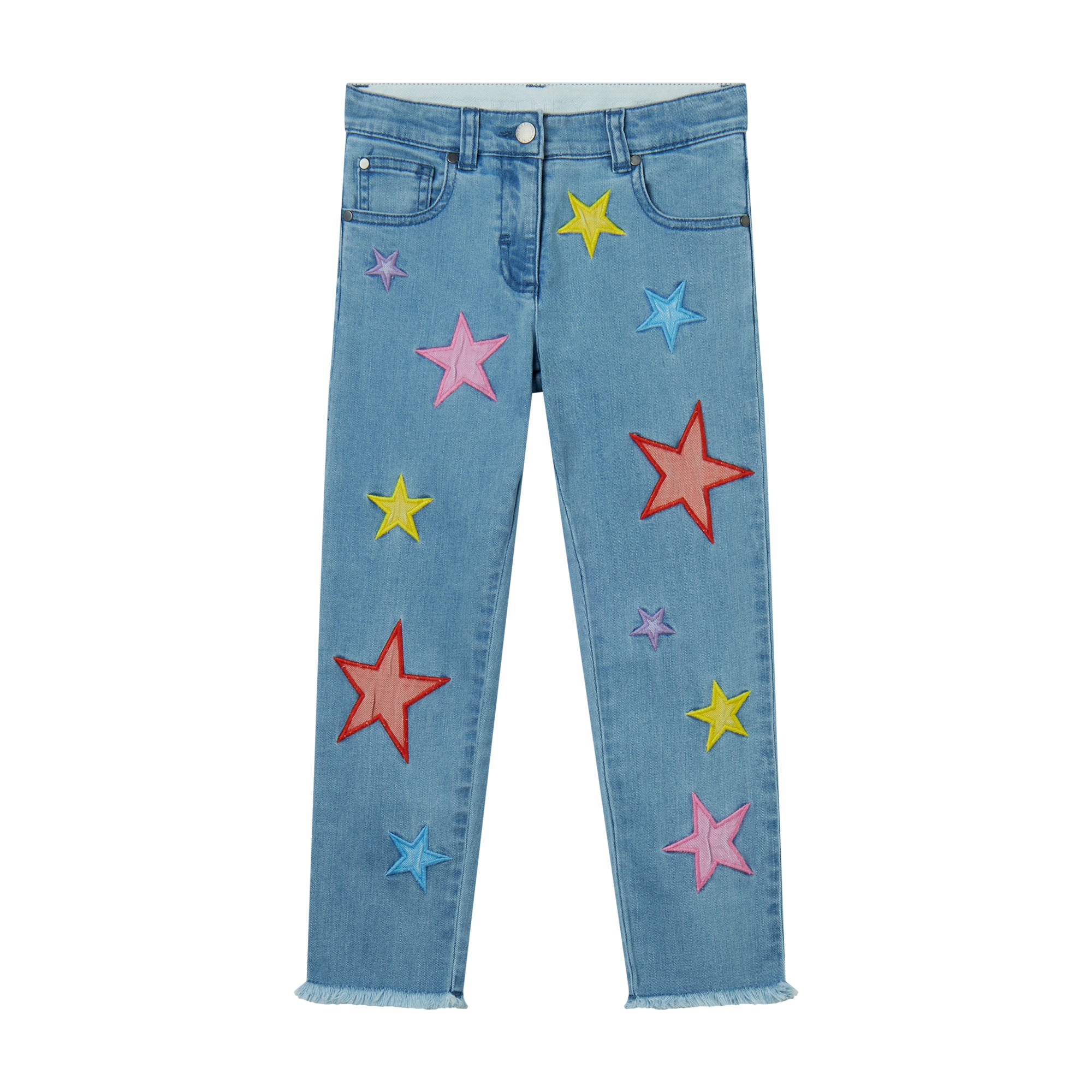 Girls Blue Star Denim Trousers