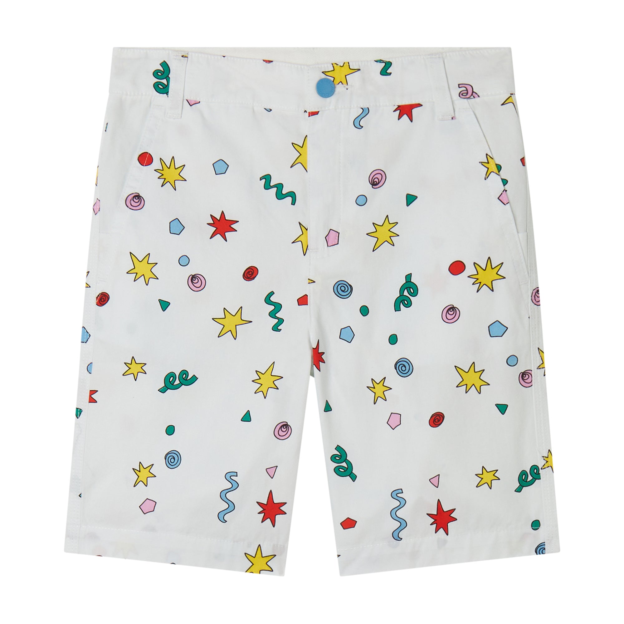 Boys White Printed Cotton Shorts