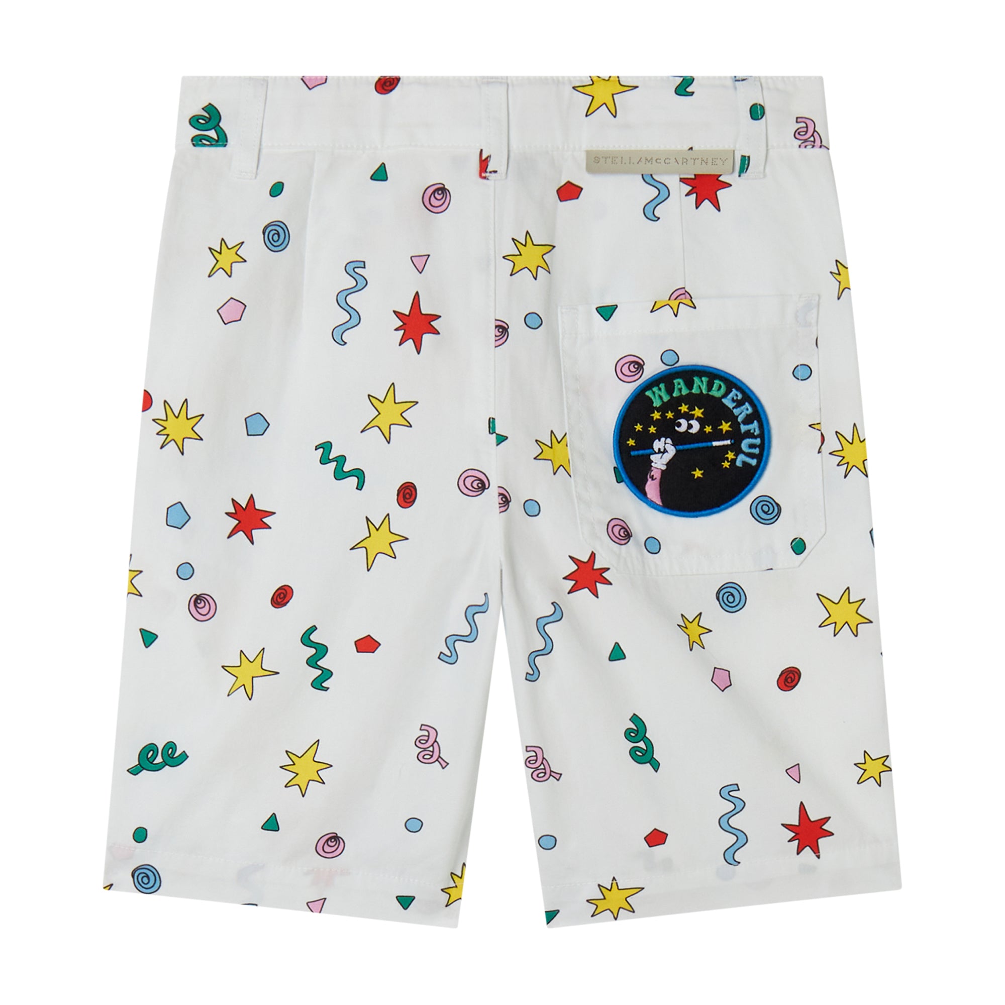 Boys White Printed Cotton Shorts