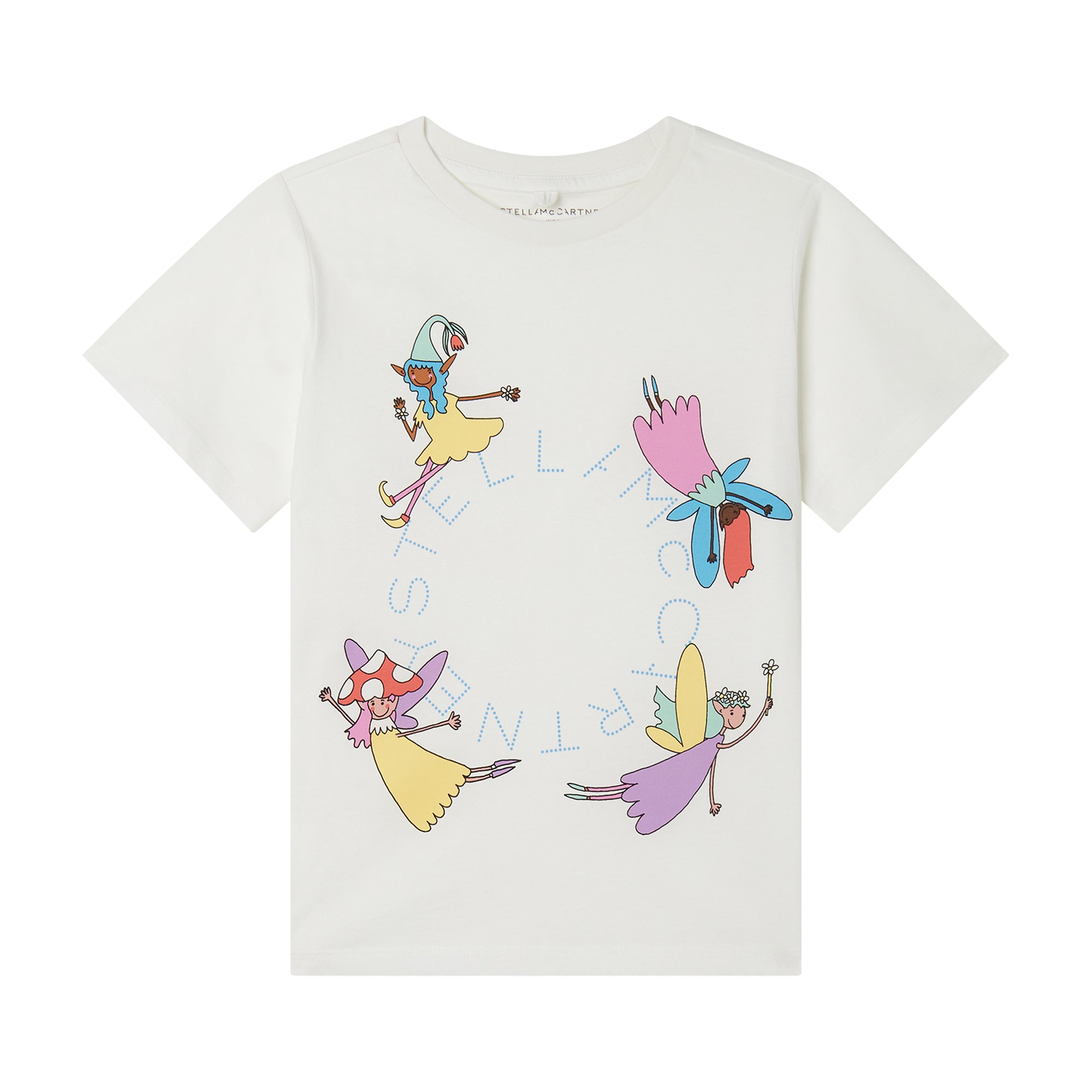 Girls White Fairy Cotton T-Shirt