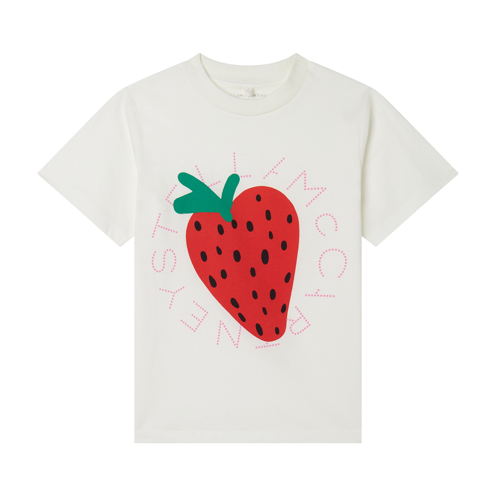 Girls Ivory Strawberry Cotton T-Shirt