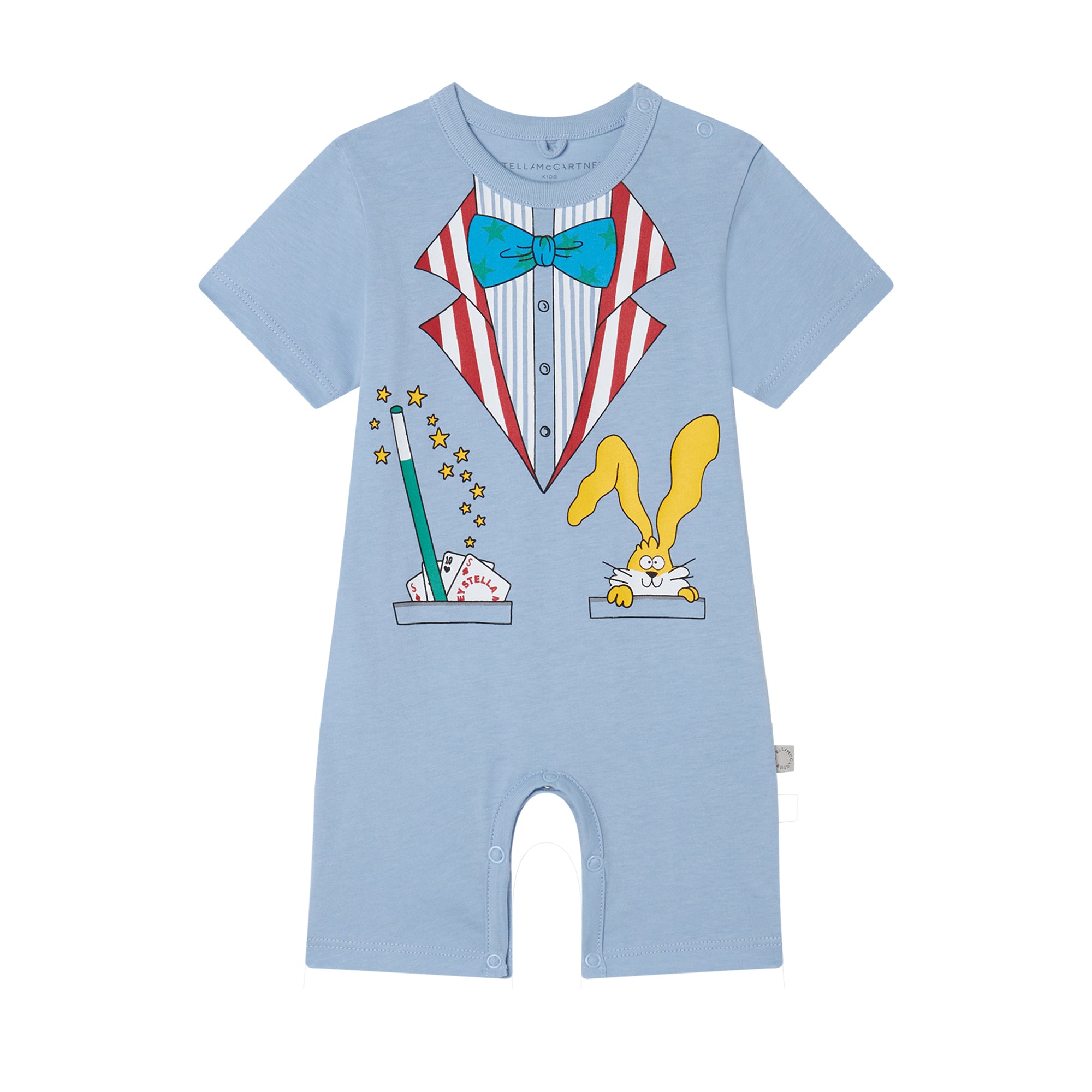 Baby Boys Light Blue Printed Cotton Babysuit