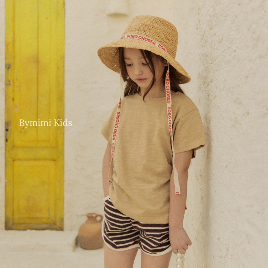 Girls Brown Stripes Cotton Shorts