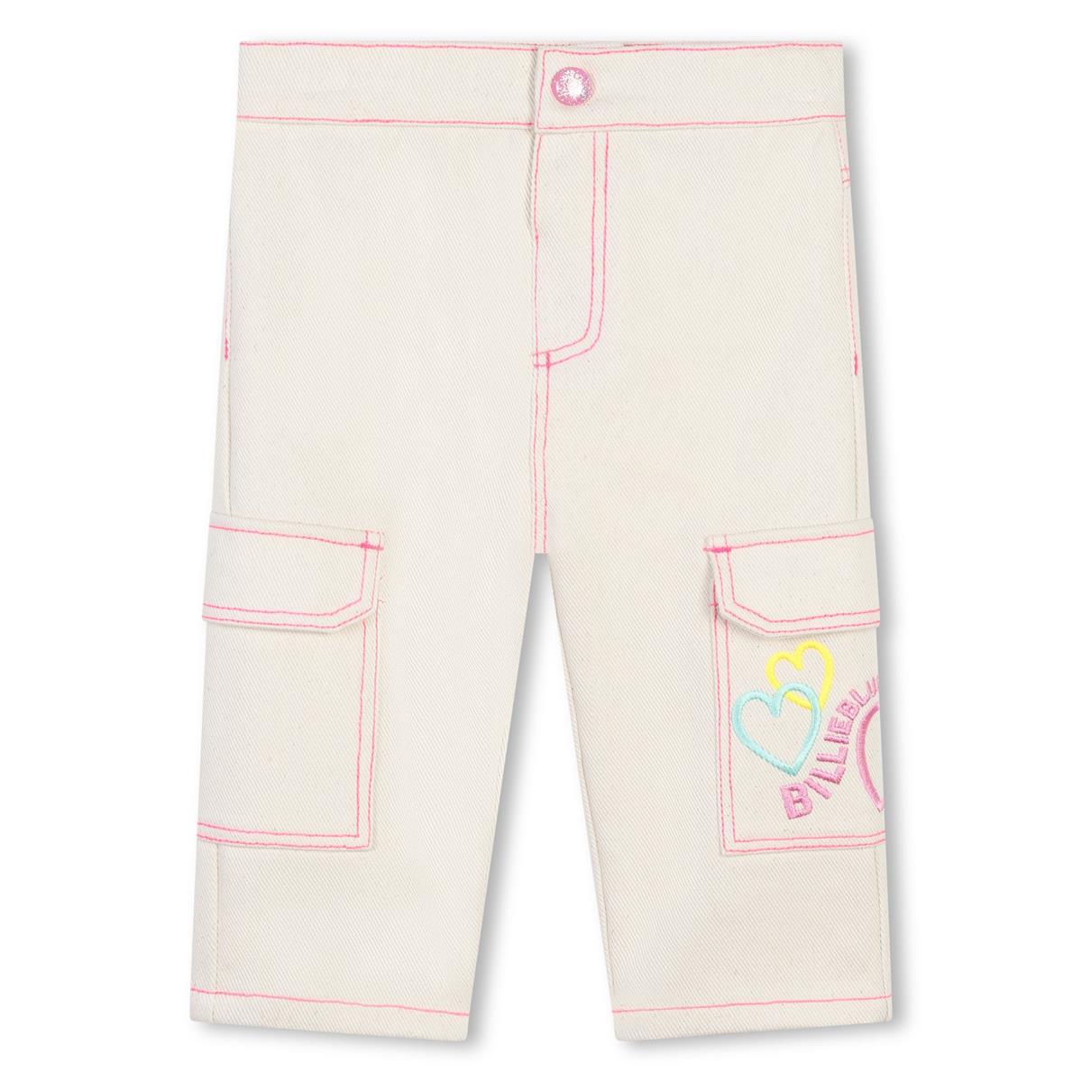 Baby Girls White Cotton Trousers