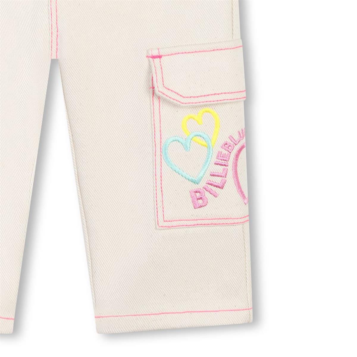 Baby Girls White Cotton Trousers