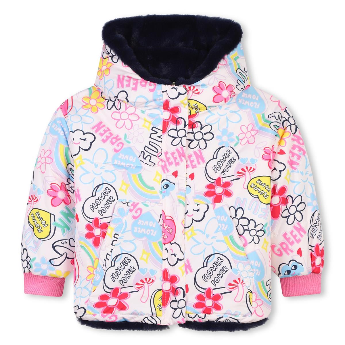 Girls Rose Printed Padded Jacket