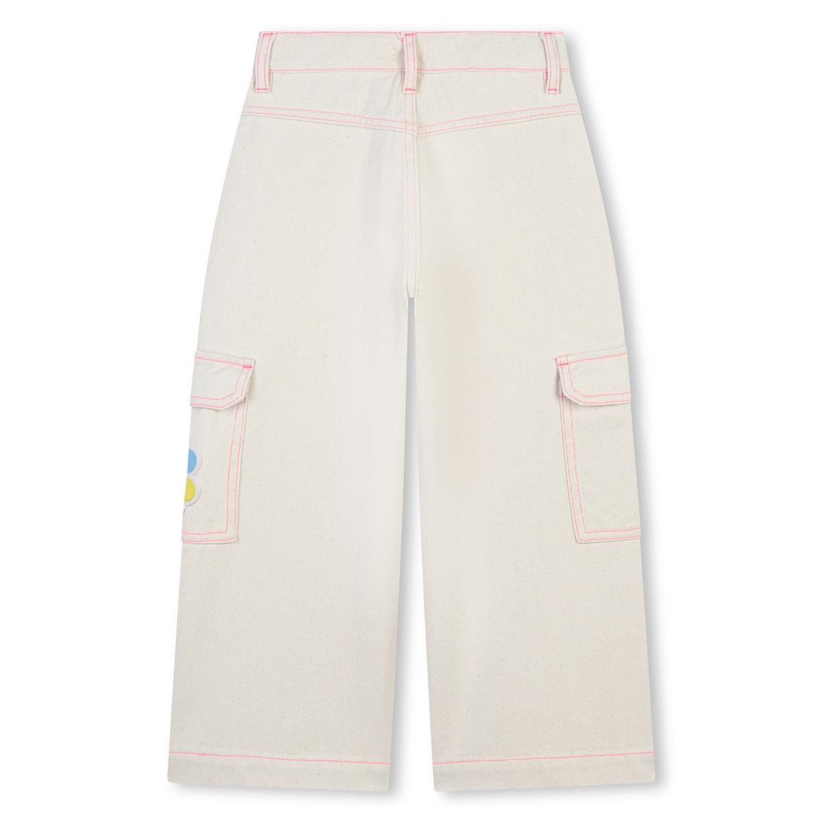 Girls White Cotton Trousers