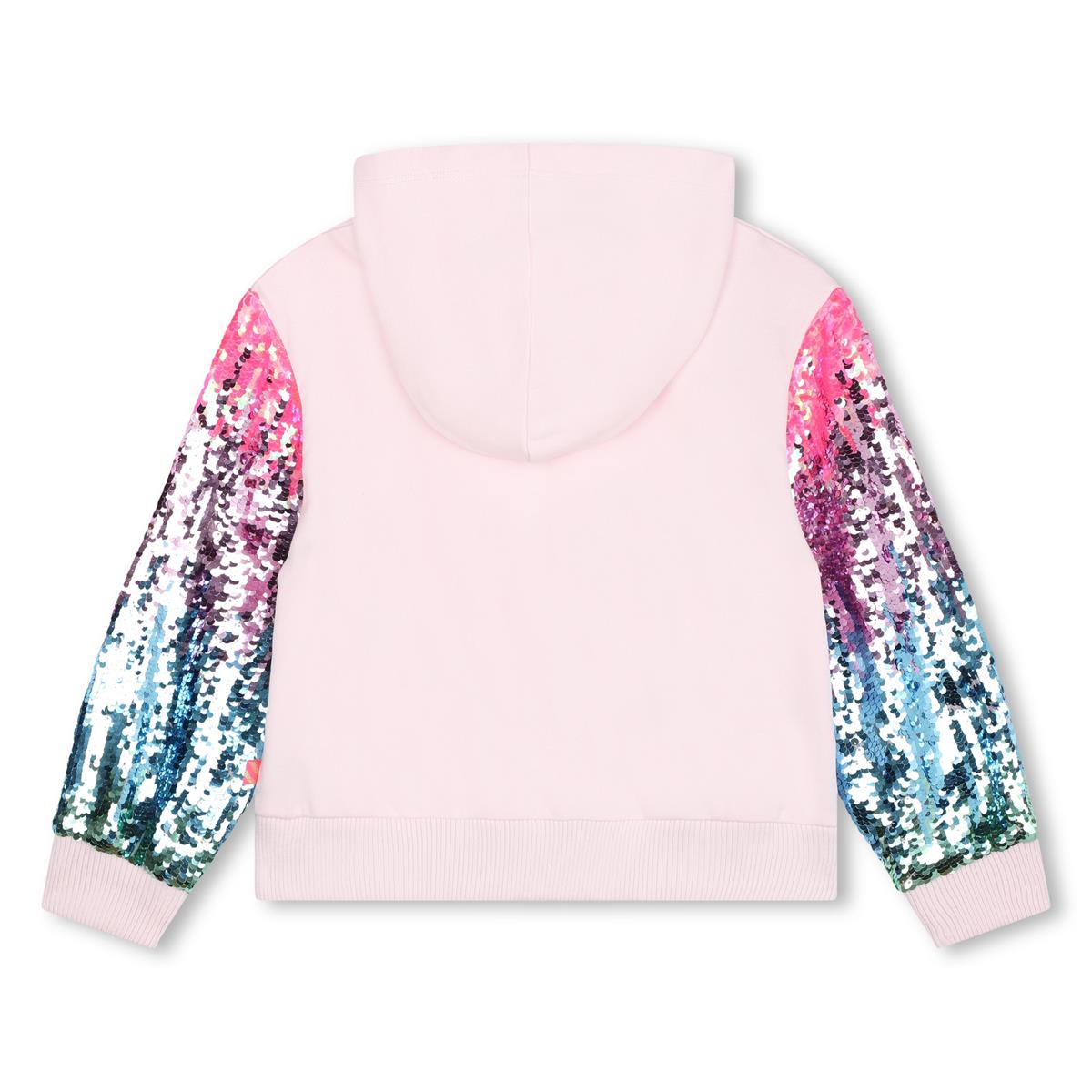 Girls Pink Sequin Zip-Up Cotton Top