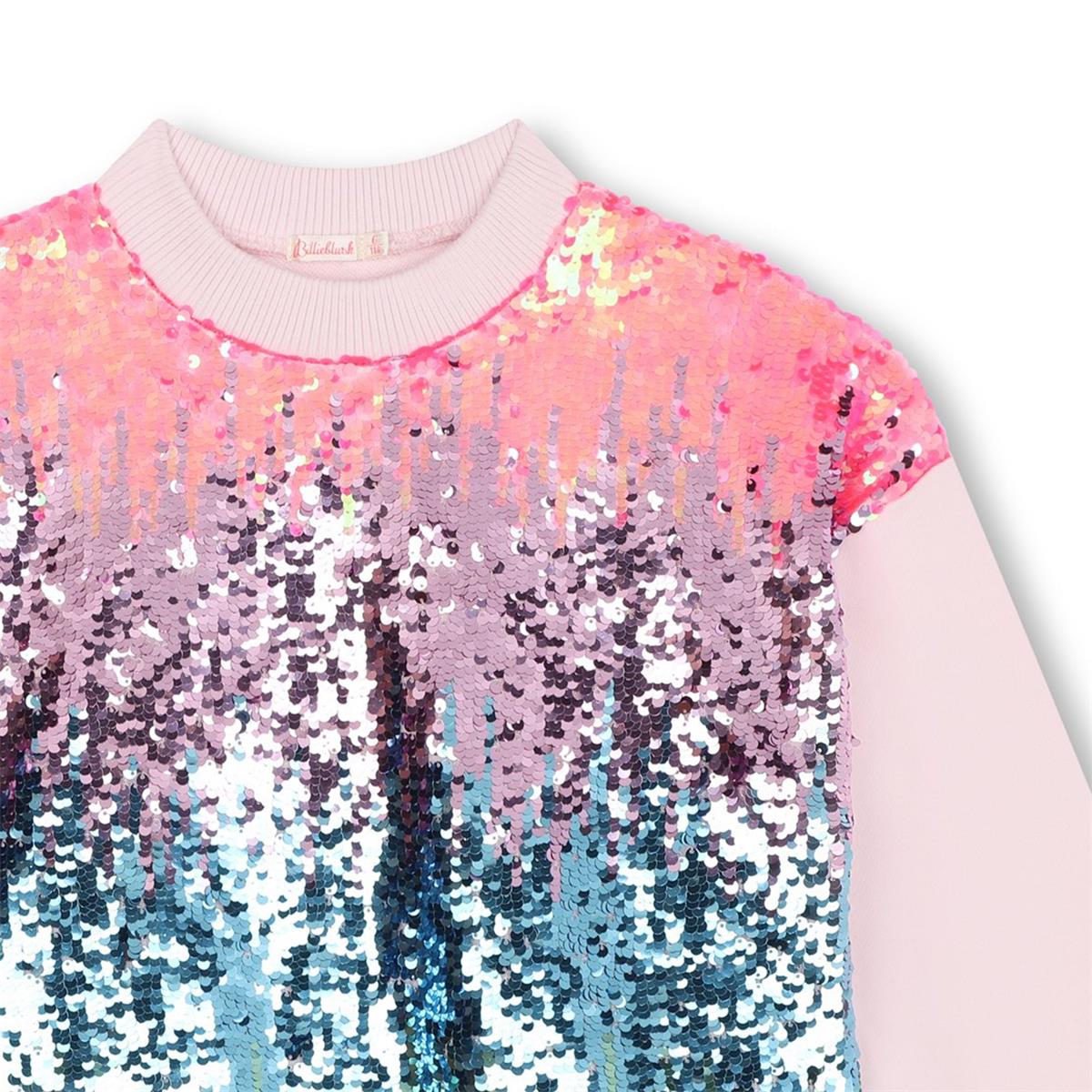 Girls Multicolor Sequin Cotton Sweatshirt