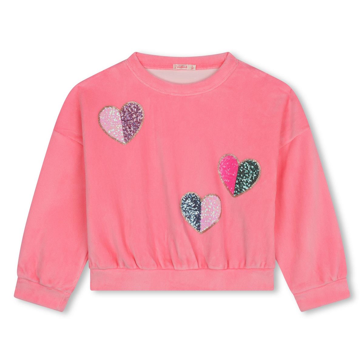 Girls Pink Velvet Sweatshirt