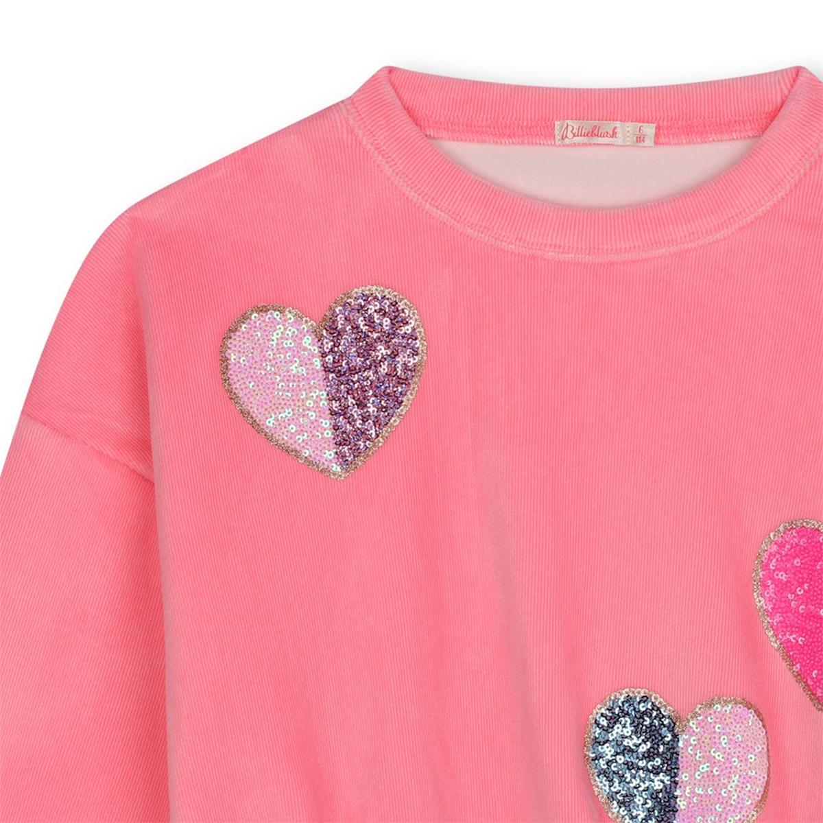 Girls Pink Velvet Sweatshirt