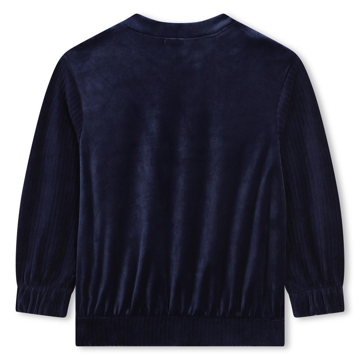 Girls Dark Blue Velvet Sweatshirt