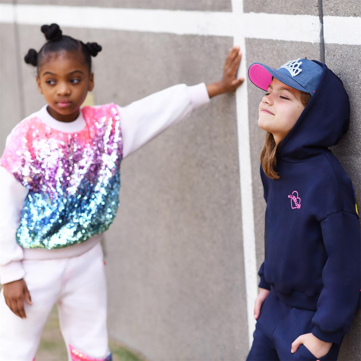 Girls Dark Blue Cotton Sweatshirt