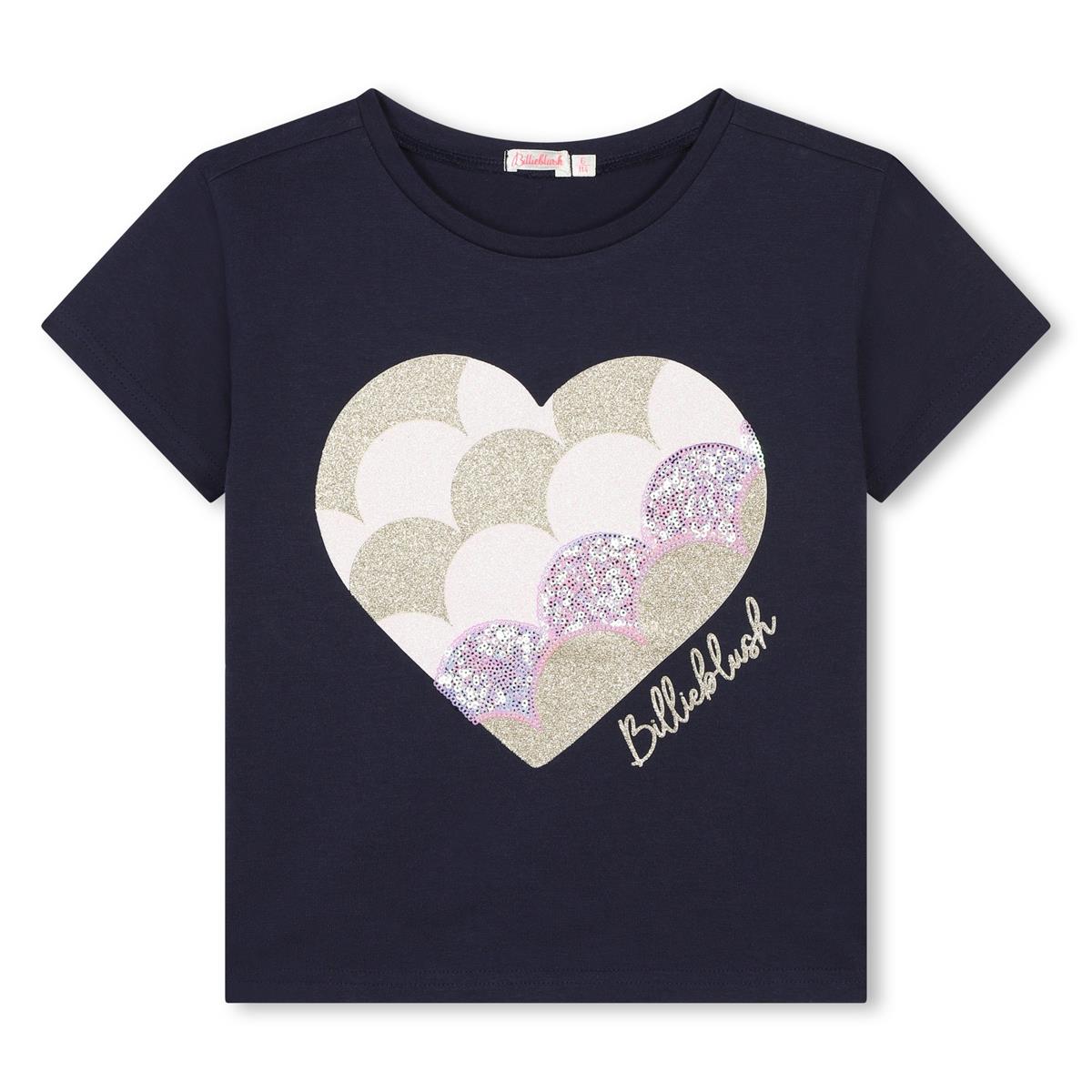 Girls Dark Blue Cotton T-Shirt