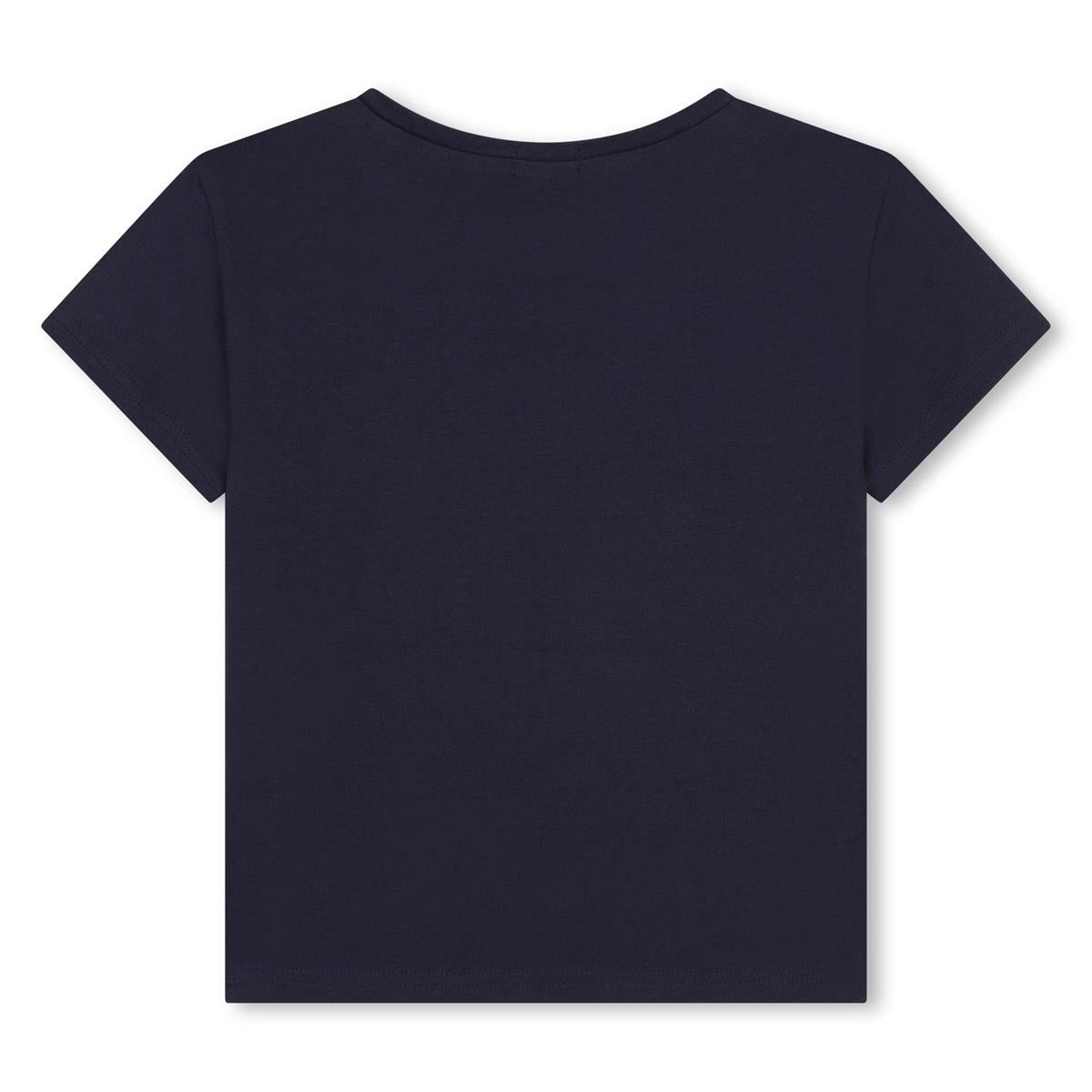 Girls Dark Blue Cotton T-Shirt