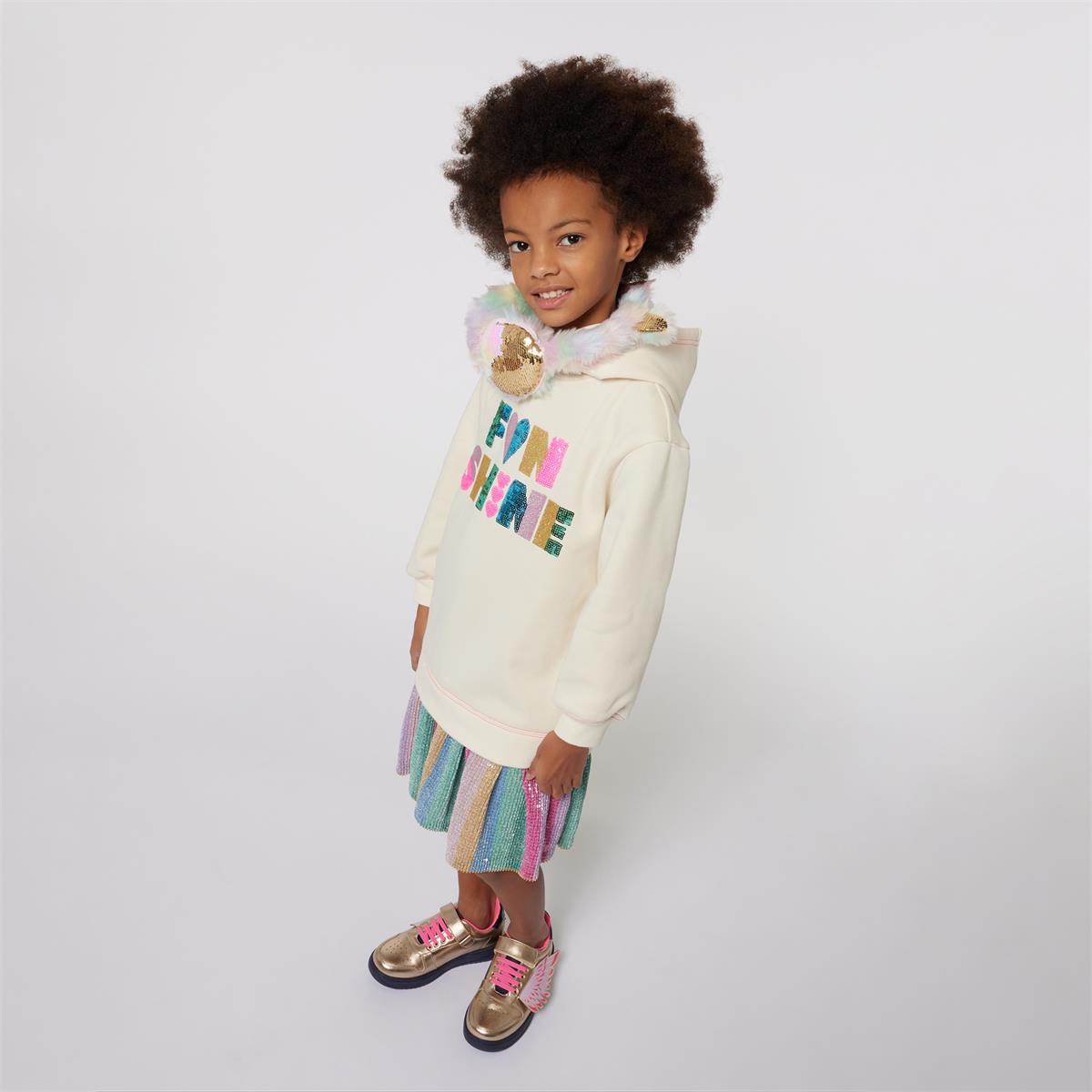 Girls White Hooded Dress