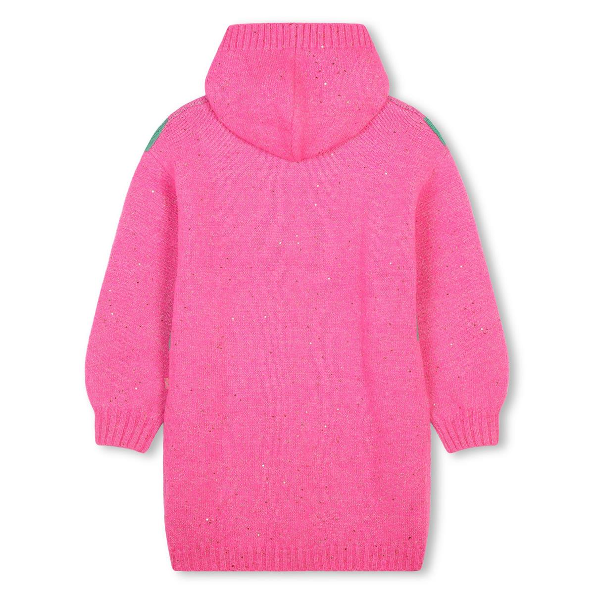 Girls Pink Hooded Knit Dress