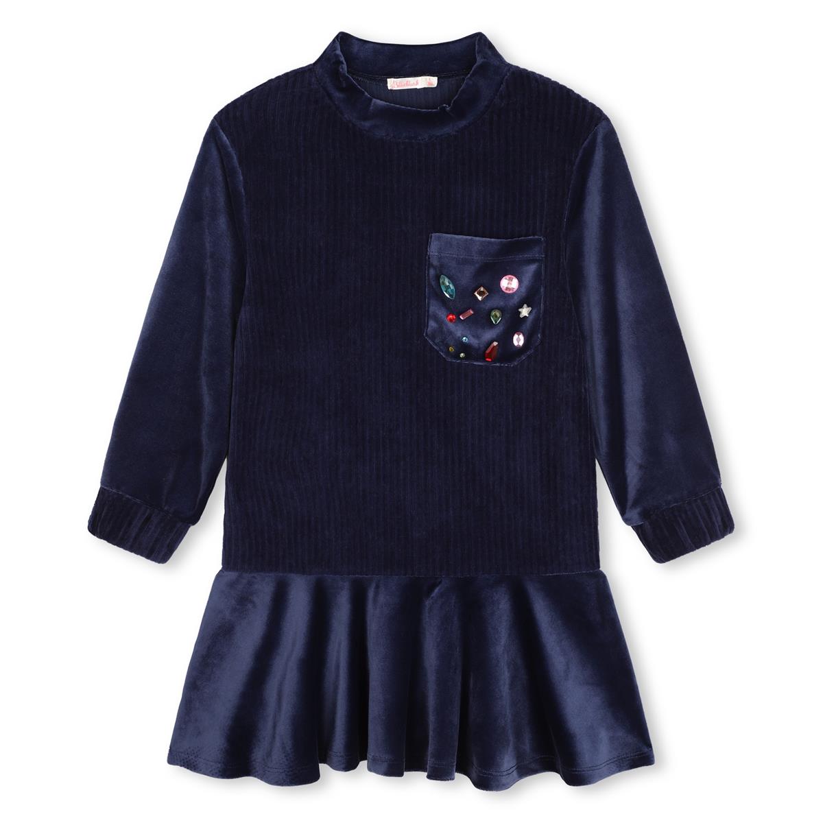 Girls Dark Blue Cotton Dress