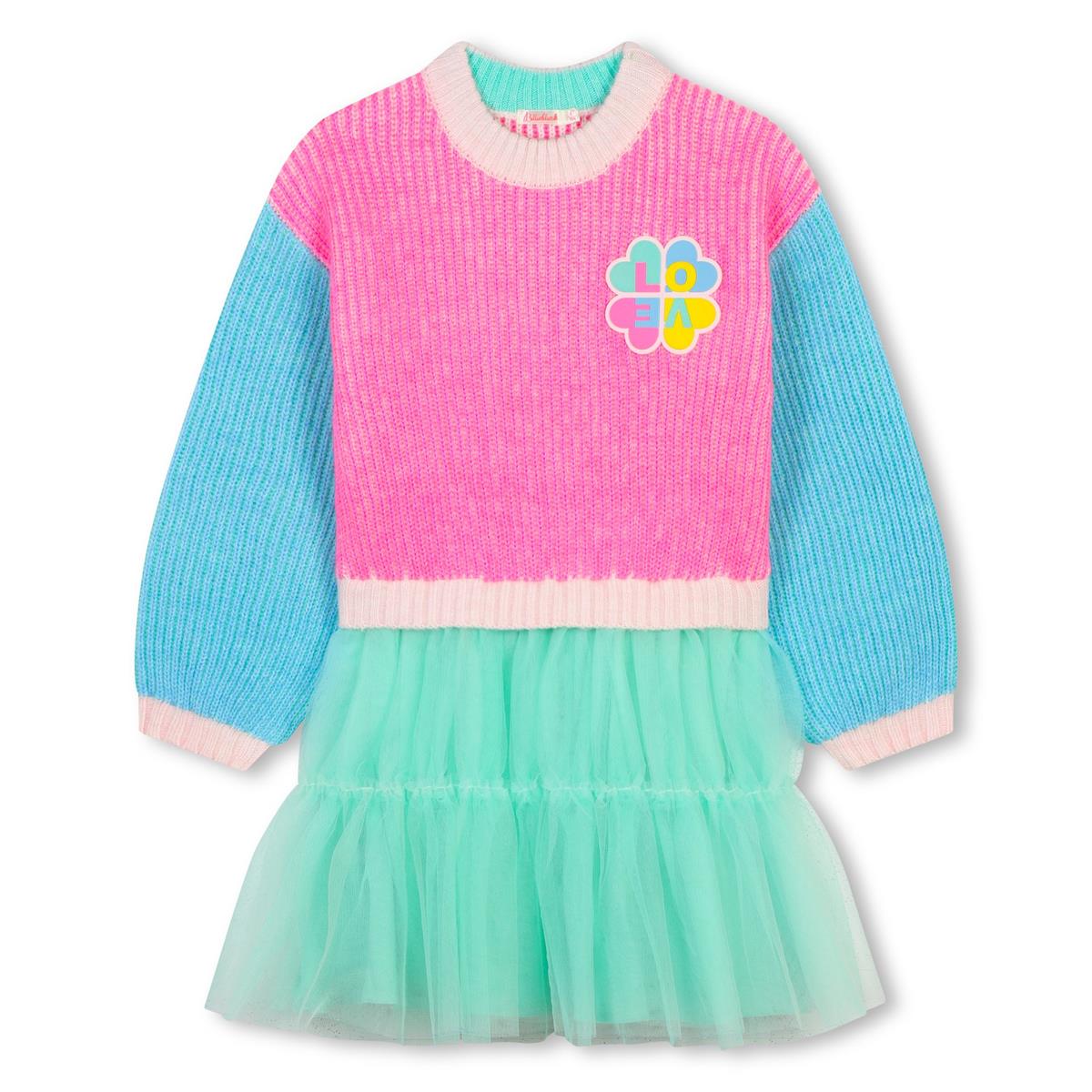 Girls Multicolor Knit Dress