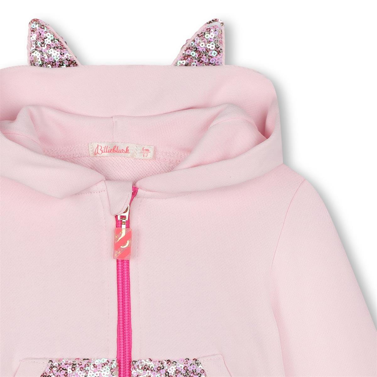 Baby Girls Pink Zip-Up Cotton Top