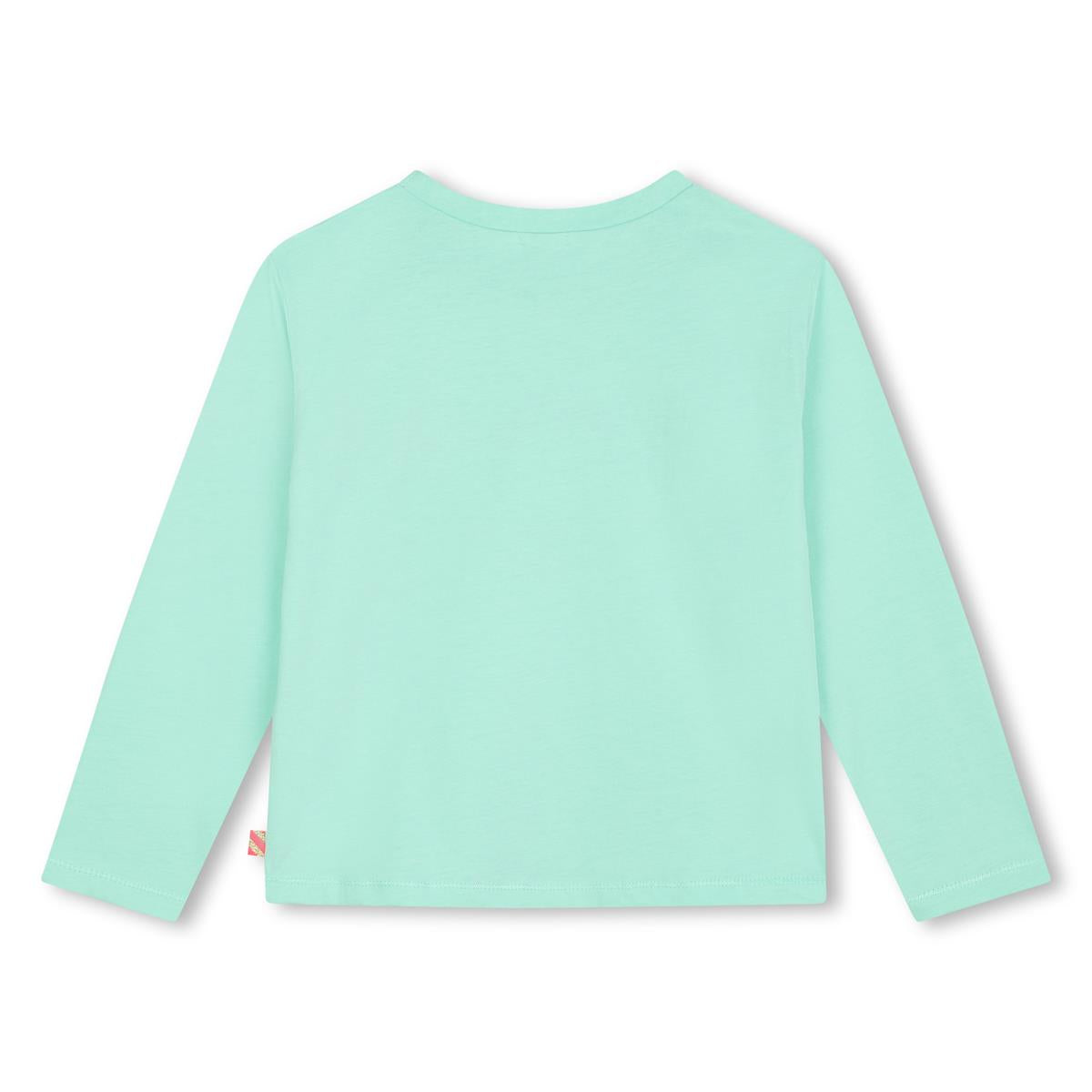 Girls Cyan Cotton T-Shirt