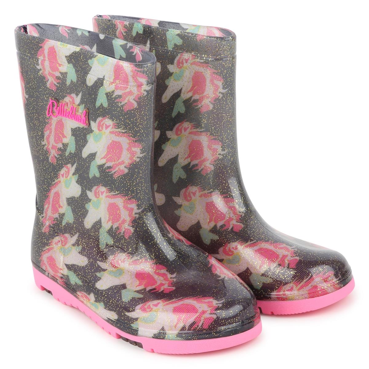 Girls Pink Glitter Rain Boots