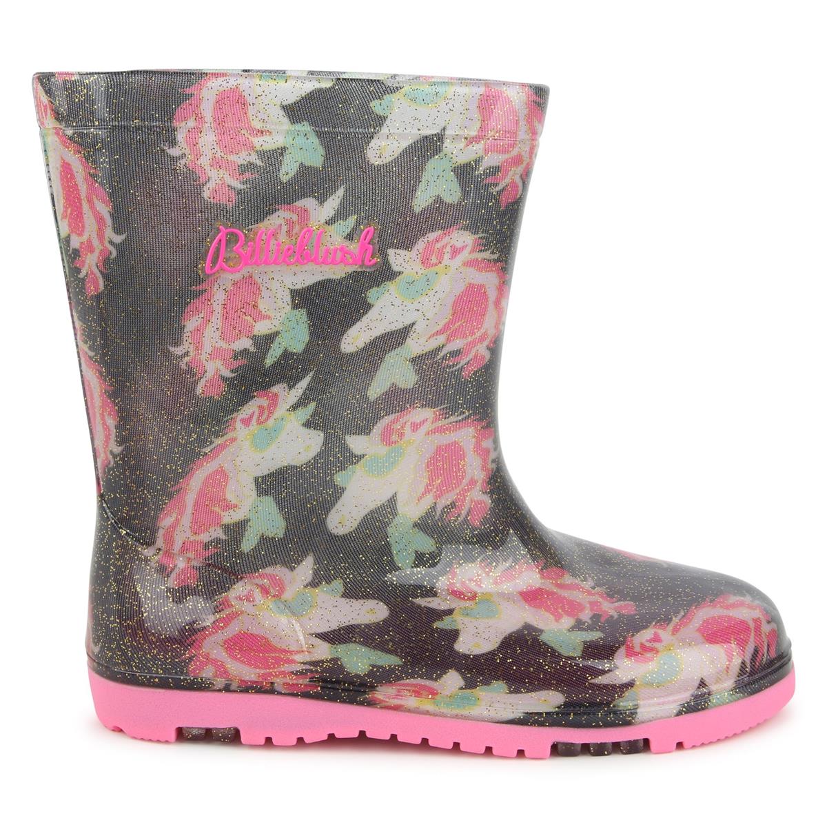 Girls Pink Glitter Rain Boots