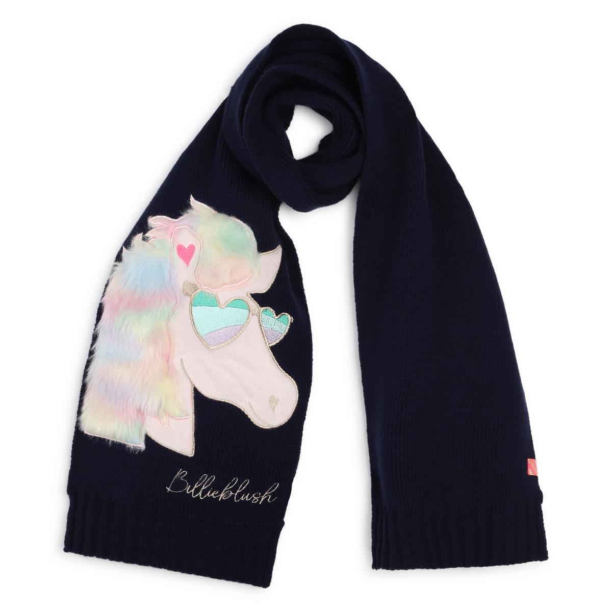 Girls Dark Blue Knit Scarf