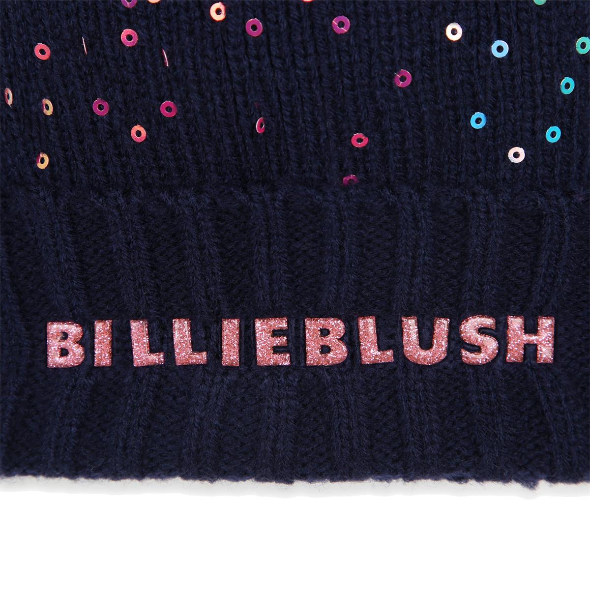 Girls Dark Blue Sequin Knit Hat