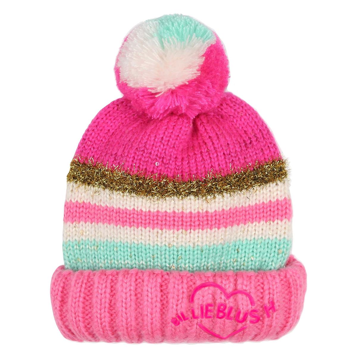 Girls Pink Stripes Knit Hat