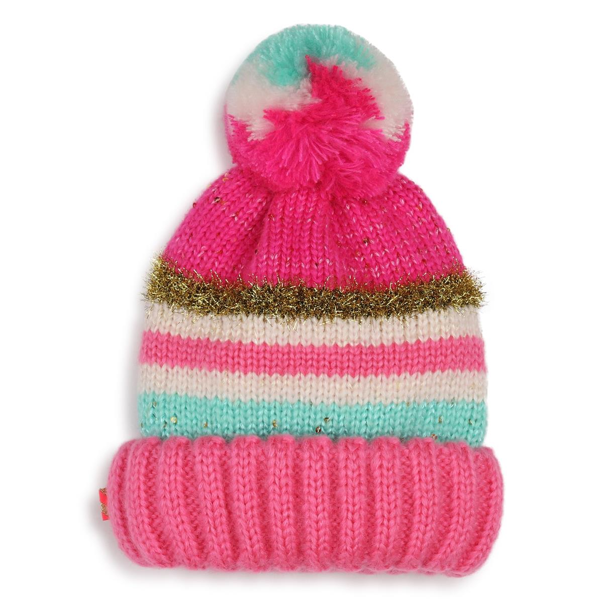 Girls Pink Stripes Knit Hat