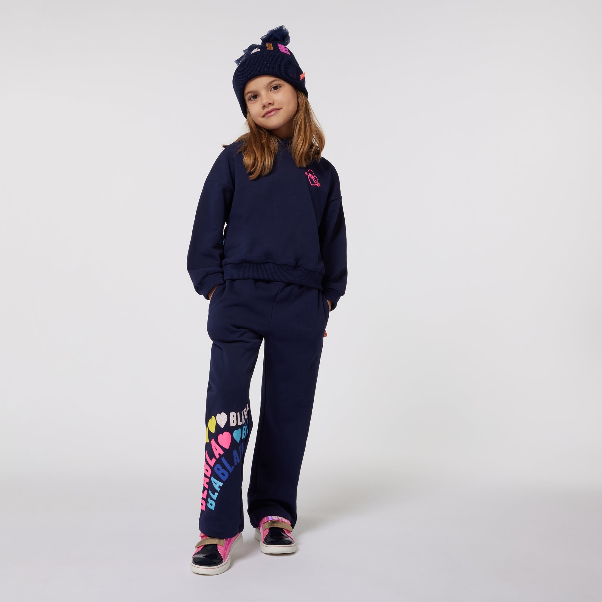 Girls Navy Sequin Hat & Scarf Set