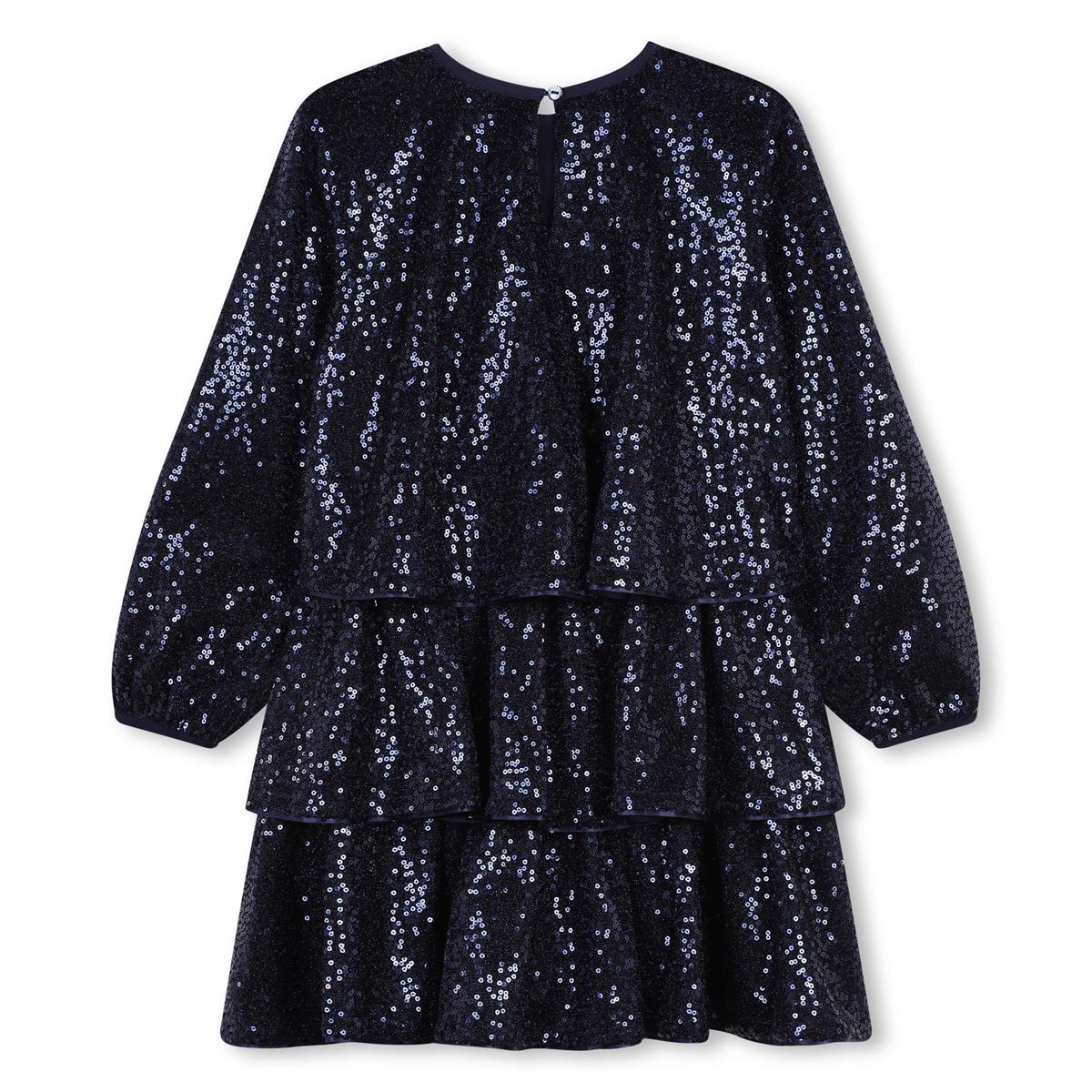 Girls Dark Blue Glitter Dress