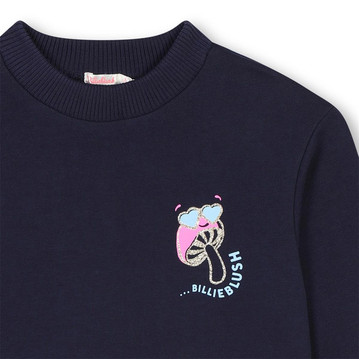 Girls Dark Blue Cotton Sweatshirt