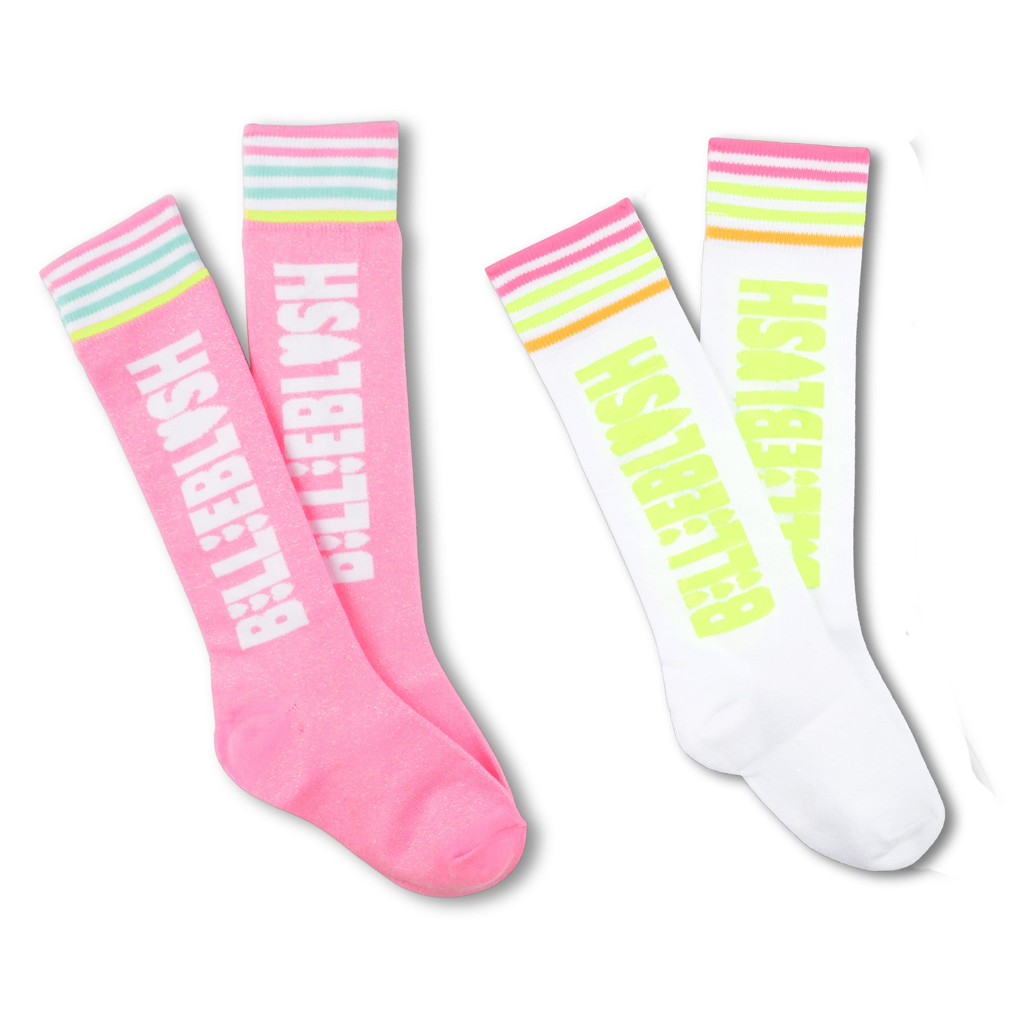 Girls Pink & White Cotton Socks Set(2 Pack)