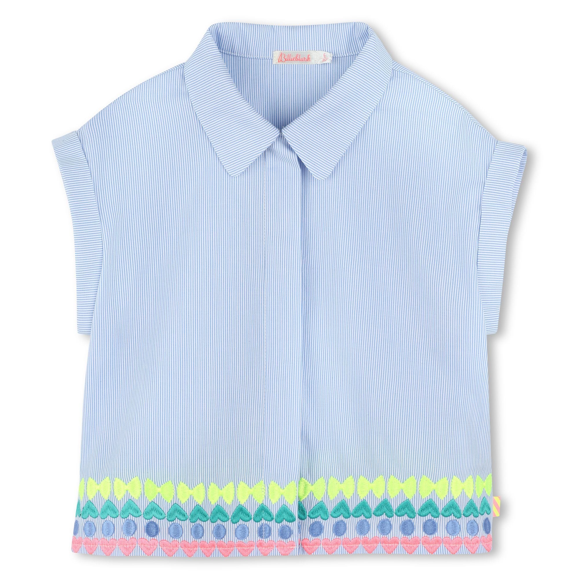 Girls Blue Stripes Cotton Shirt