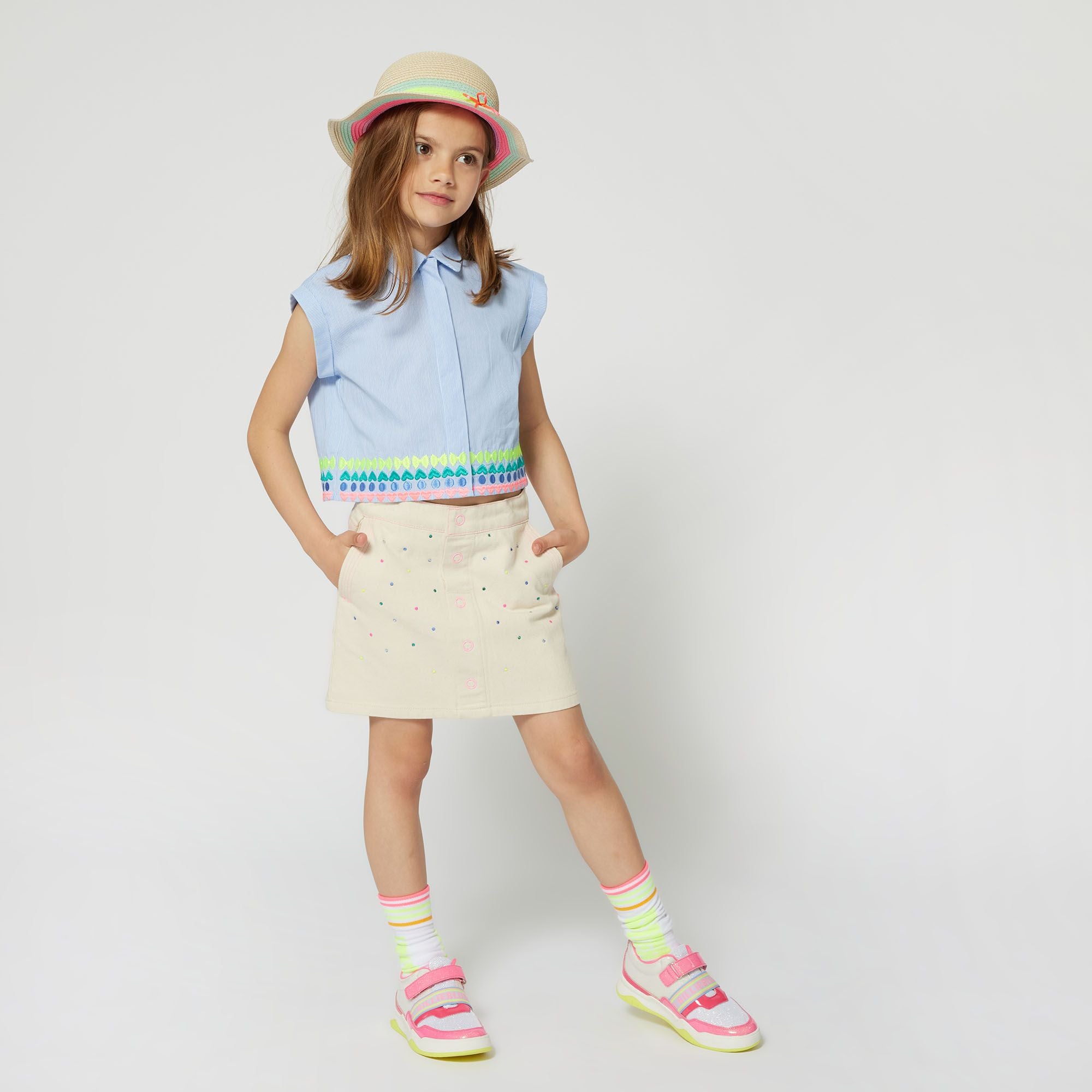 Girls Blue Stripes Cotton Shirt