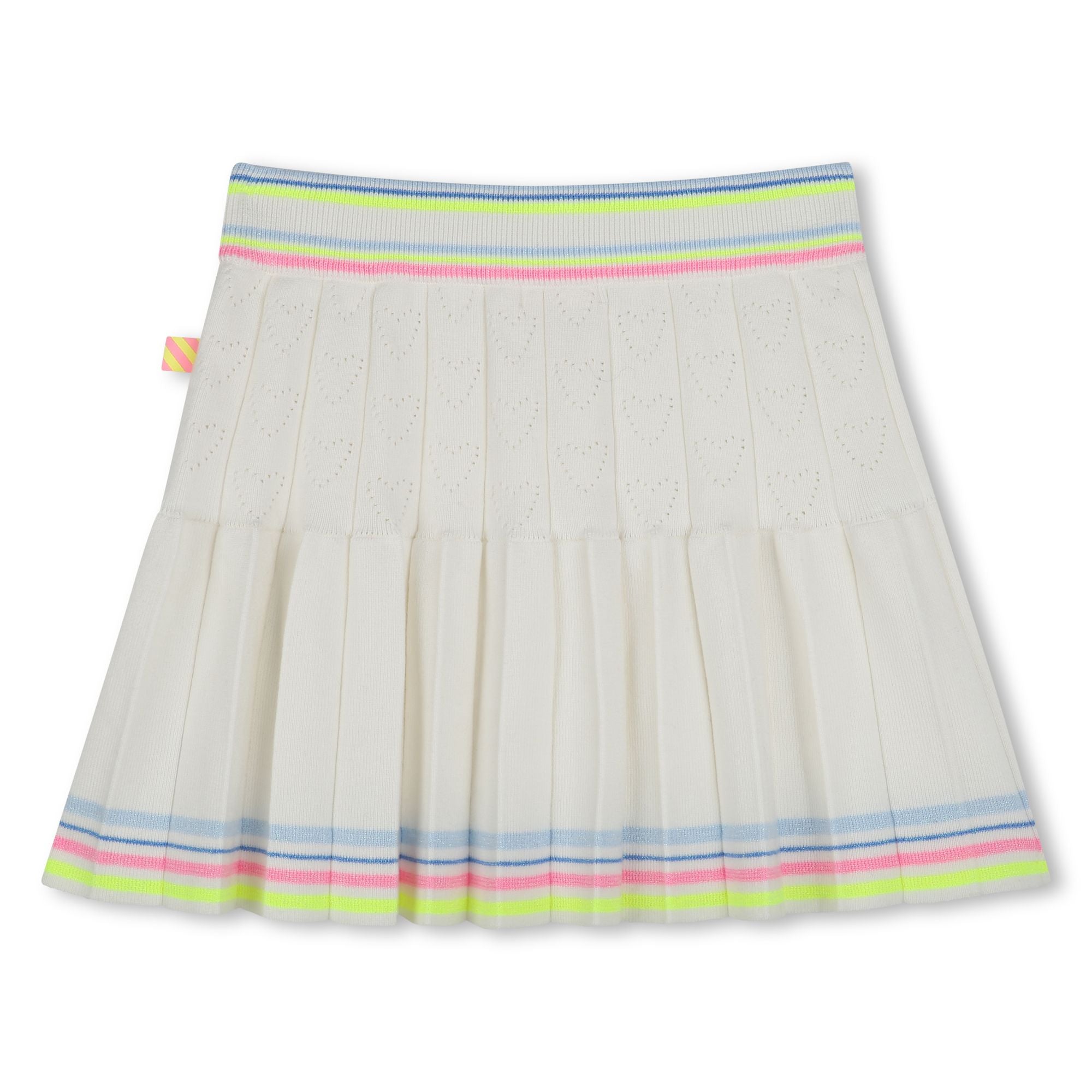 Girls White Knit Pleated Skirt